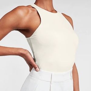 🦢 Express - Body Contour Double Layer High Neck Thong Bodysuit in Swan